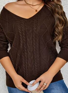 fat women sweater plus size winter pullover tops 大码女装