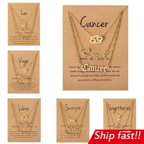 3pcs set Zodiac women necklace Personality new gift couple