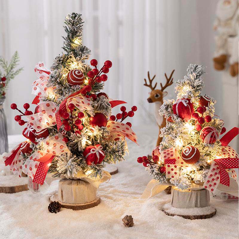 Christmas mini desktop simulation pink cedar flocking tree