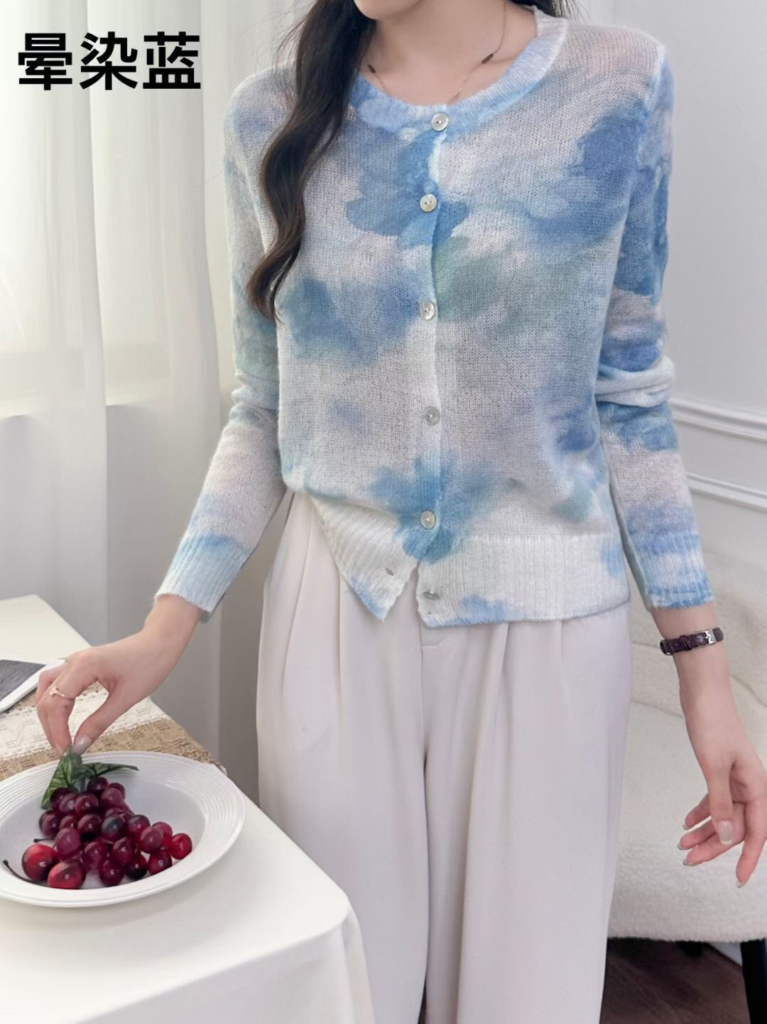 2024秋冬新款宽松百搭马海毛羊毛针织开衫毛衣外套女