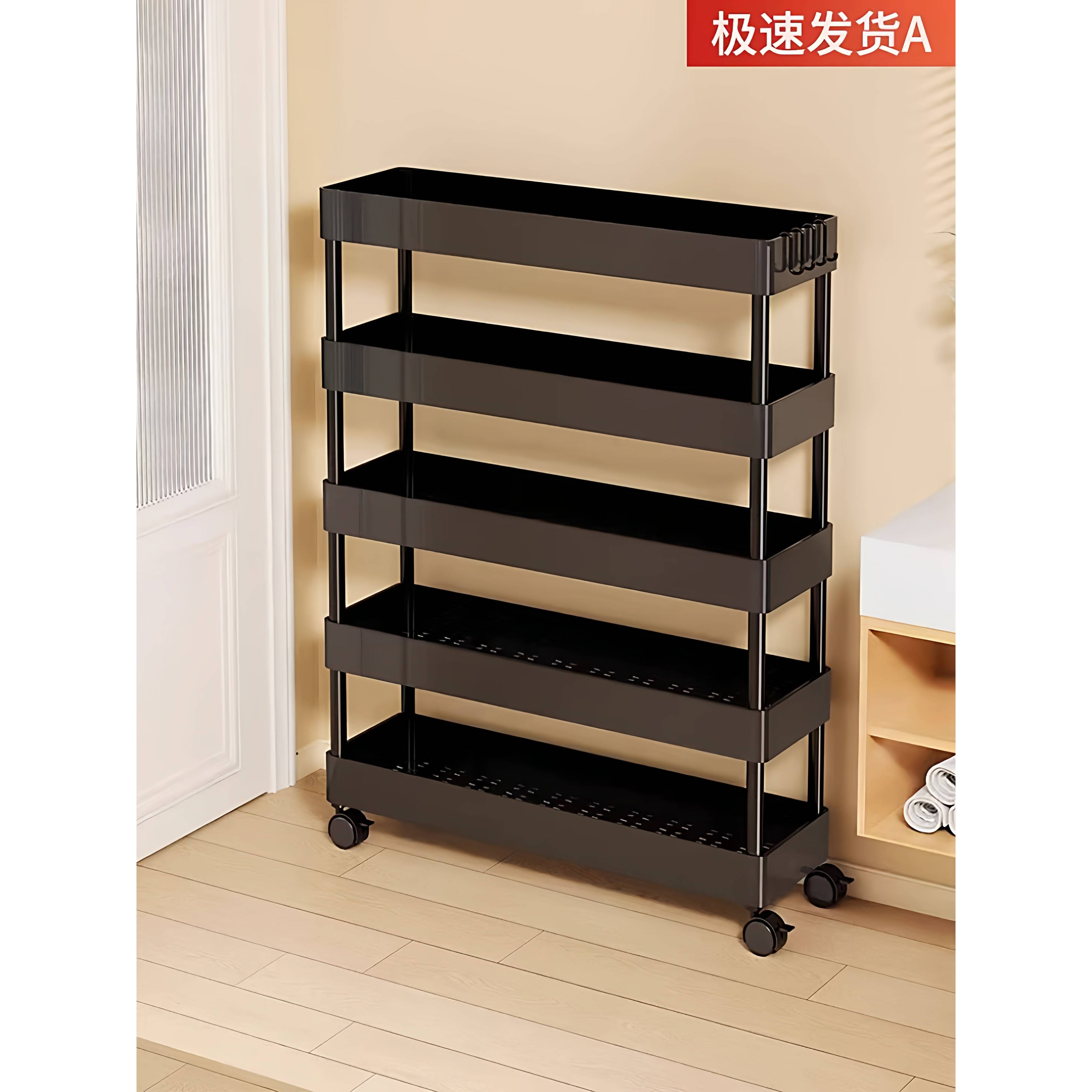 门后置物架夹缝收纳架落地式极窄储物柜浴室小推车超薄整理架子