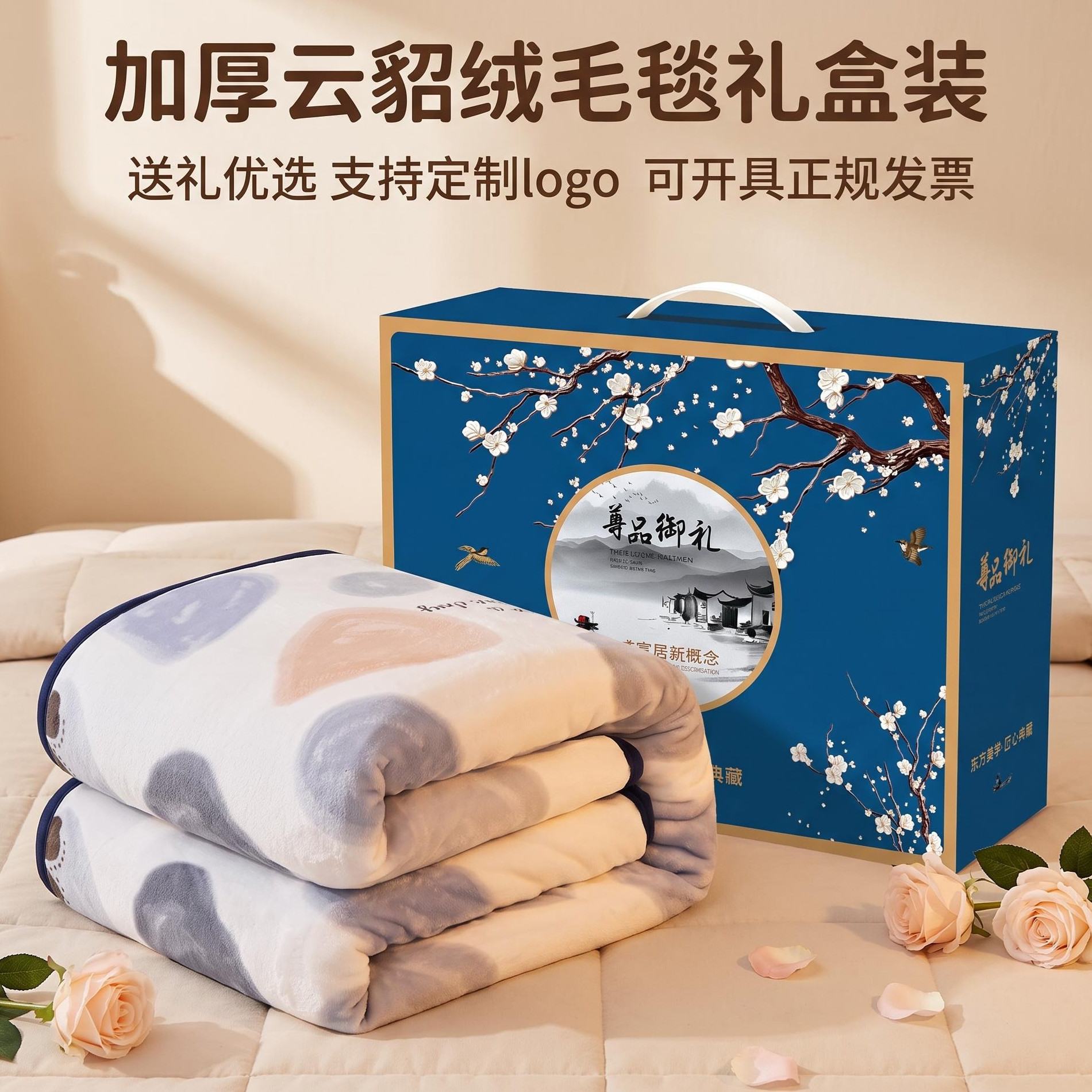 公司员工年会活动礼品毛毯礼盒套装实用赠品送客户结婚伴手礼批发