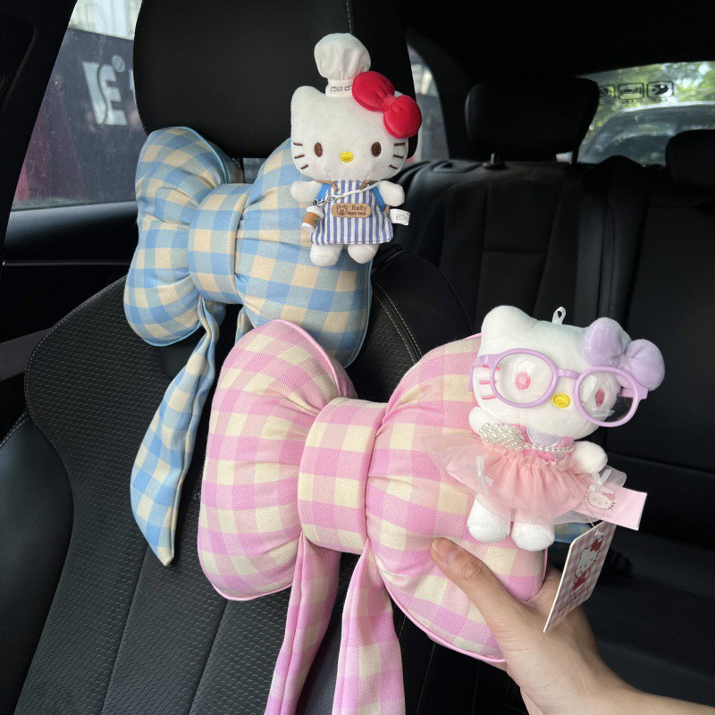 新款可爱hellokitty玩偶公仔厨师帽子汽车头枕新车装饰护颈枕头