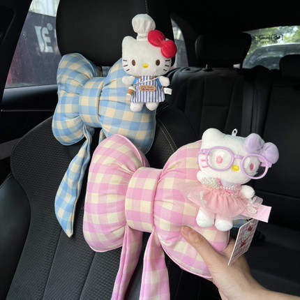 新款可爱hellokitty玩偶公仔厨师帽子汽车头枕新车装饰护颈枕头