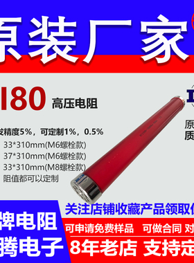 RI80玻璃釉大红袍铜脚高频无感高压电阻300W10M12M15M18M20M兆欧