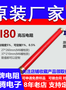 RI80玻璃釉大红袍铜脚高频无感高压电阻200W4.7M5M6M7M8M9M兆欧