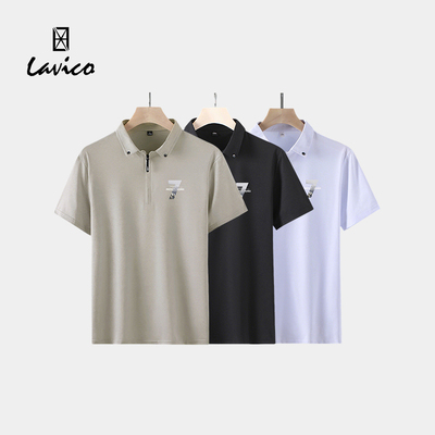 【特惠清仓】Lavico/朗维高男士时尚潮流短袖POLO衫半拉链短袖