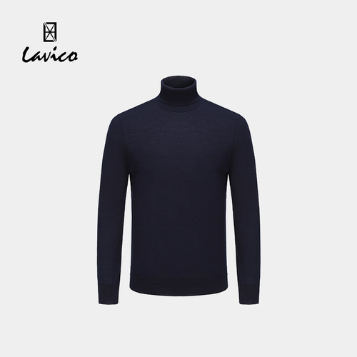 【商场同款】Lavico/朗维高男士城市休闲深蓝高领长袖针织衫