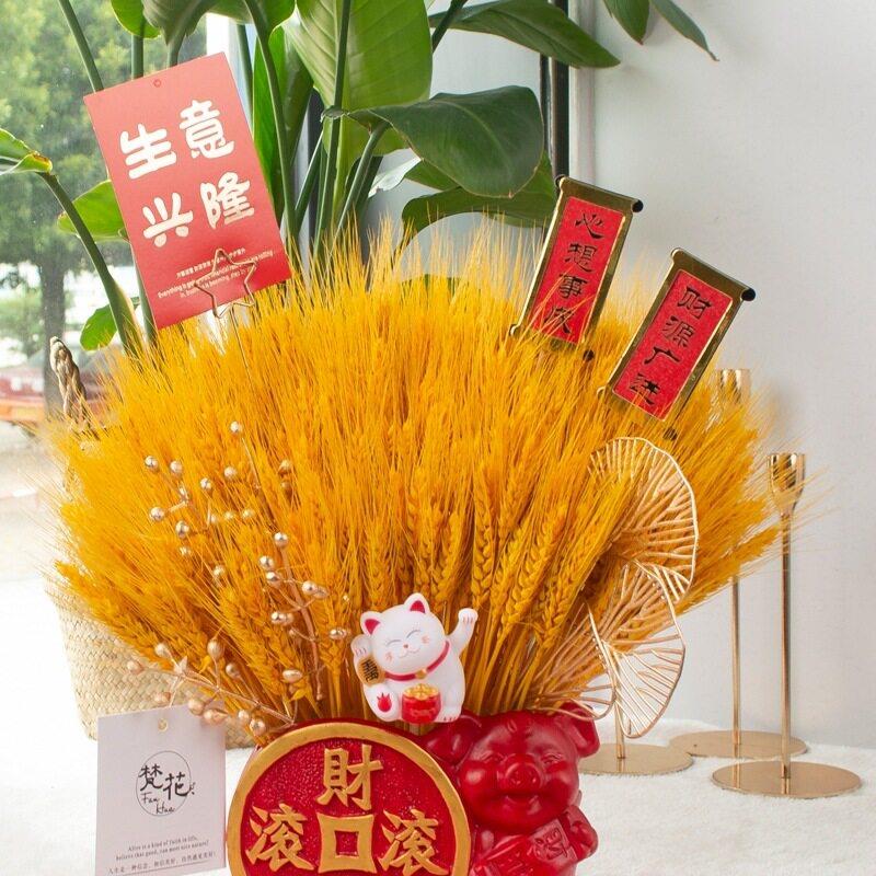 大麦穗新店开业花篮花束抱抱桶前台桌面摆件开业大吉生意兴隆礼物
