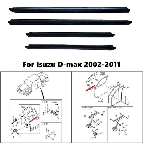 适用于五十铃D-MAX2005-2011车门外玻璃窗饰条挡水外压密封条