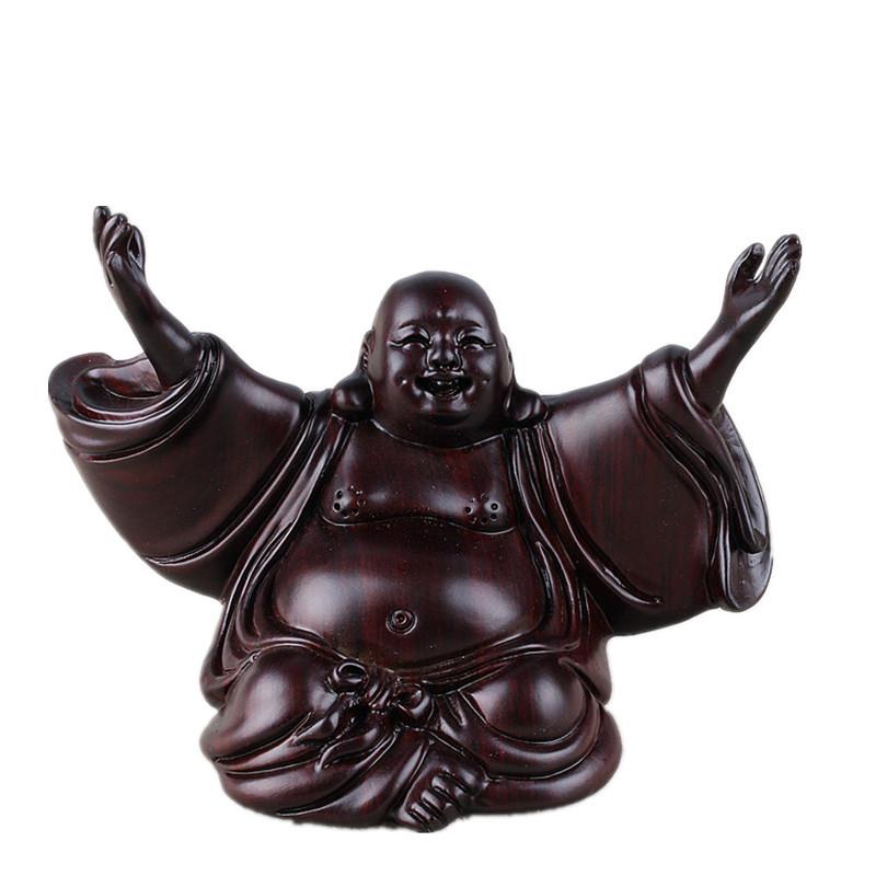 黑檀木雕新款坐佛皆大欢喜小坐佛木质车摆件家居装饰工艺礼品