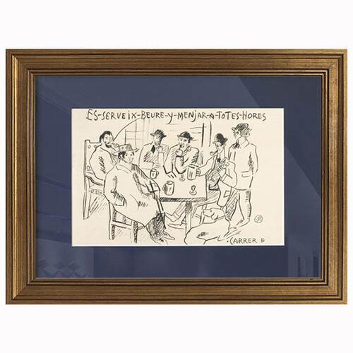 毕加索素描黑白人物装饰画客厅床头欧式复古金框挂画卡纸艺术壁画