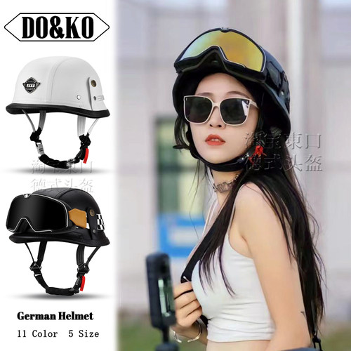 德式复古巡航摩托车半盔头盔