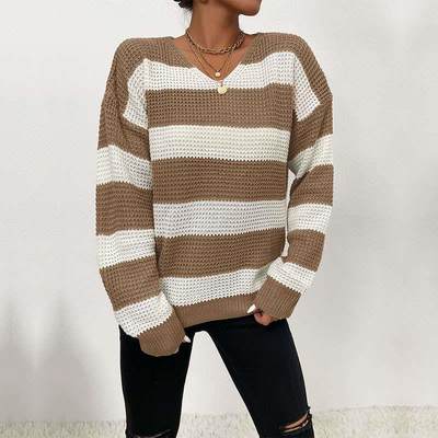 womens thin casual top long sleeve striped