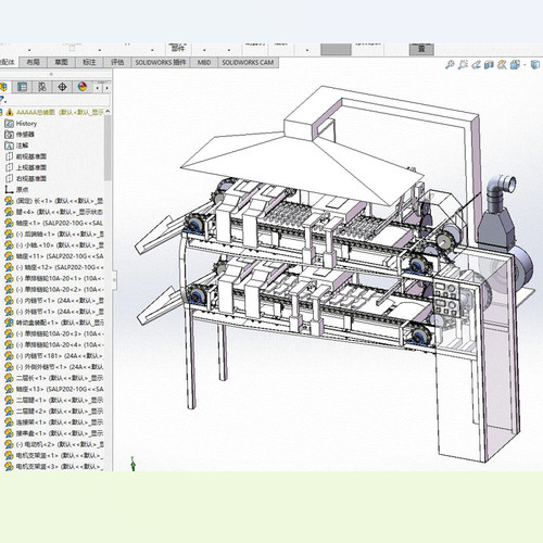 X1710-全自动烧烤机设计电烤装置烤串机(三维SW模型+CAD图纸)