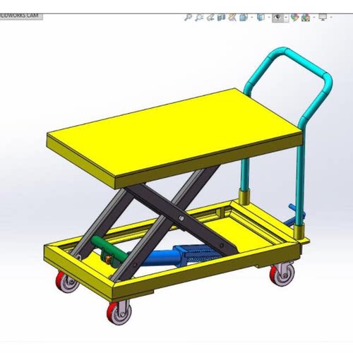 X1821-踏剪式液压升降手推车三维SW模型设计solidworks建模3D数据