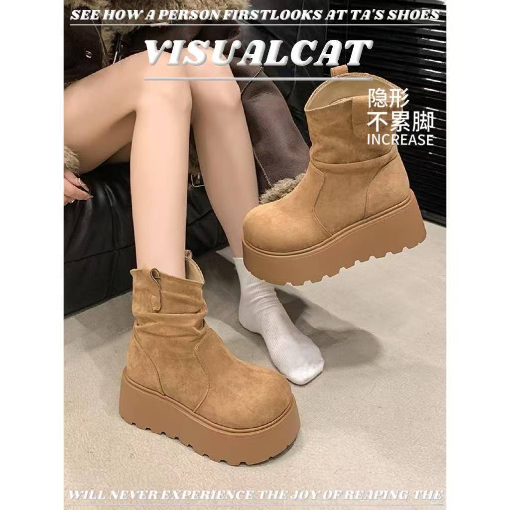 冬季英伦风松糕厚底堆堆马丁靴女