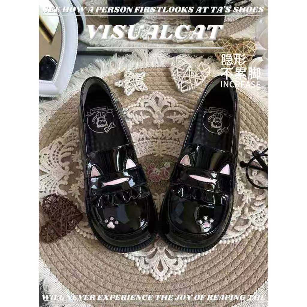 原创猫猫学院亮黑色jk制服鞋