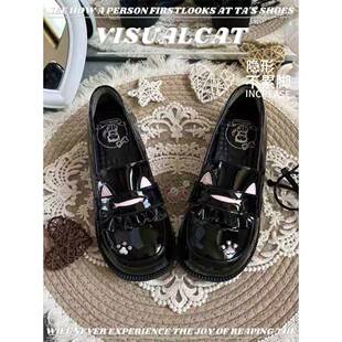 增高玛丽珍鞋 原创猫猫学院亮黑色jk制服鞋 女ins学院风甜美小皮鞋