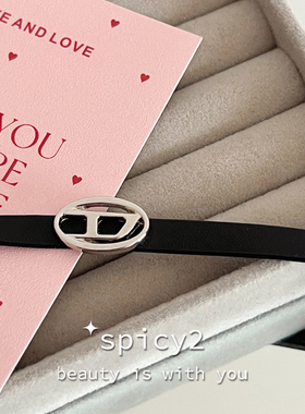 暗黑甜酷辣妹风锁骨链皮革小众