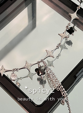 高级感暗黑冷淡风蝴蝶流苏项链