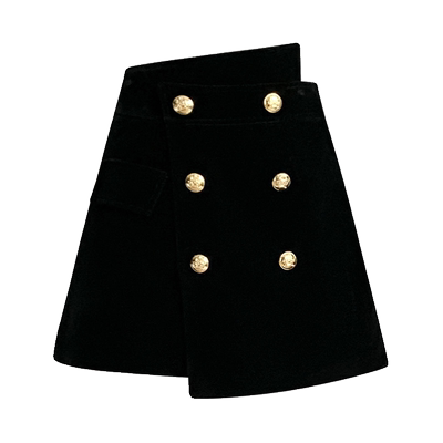 黑色大码不规则金丝绒阔腿裙裤女