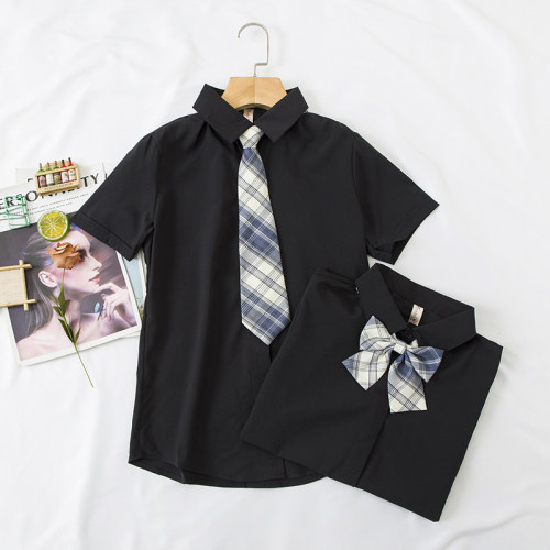 原创黑色大码微胖mm学院风jk制服