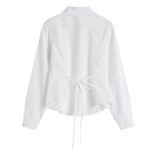 设计感jk制服绑带收腰白衬衫女春夏大码修身显瘦学生百搭辣妹衬衣