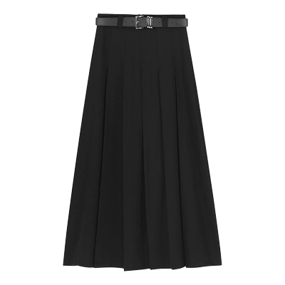 大码胖mm显瘦遮肚西装百褶裙长款