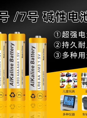 5号干电池七7号普通碱性LR03儿童玩具组装钟表专用空调遥控aa电池