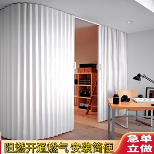厨房隔油烟折叠门一次性pvc推拉门弧形燃气验收开放式假门免打孔