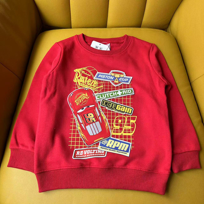 日单外贸卡通闪电麦昆汽车总动员儿童纯棉毛圈圆领卫衣男童上衣