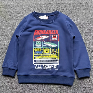 外贸日单新干线动车春秋款儿童纯棉毛圈长袖套头卫衣打底衫卡通