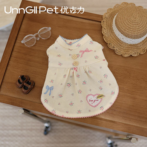UnnGllPet优古力原创春夏甜美碎花背心裙居家服宠物狗小型犬衣服