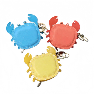 复古老花小螃蟹挂件包包挂饰印花迷你零钱包时尚潮流包挂