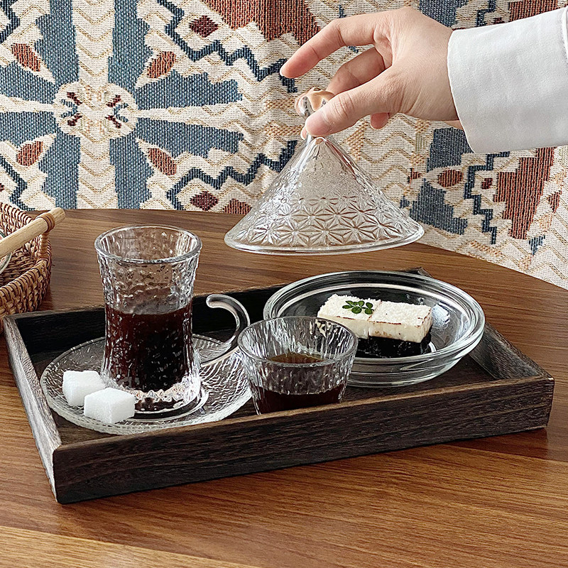 土耳其咖啡杯碟套装欧式阿拉伯下午茶杯玻璃花茶红网红玻璃杯家用