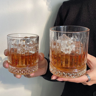 咖啡杯 玻璃洋酒杯威士忌酒杯加厚设计感酒杯ins风水杯冷萃冰美式