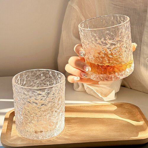 水晶冰川纹高级感玻璃杯
