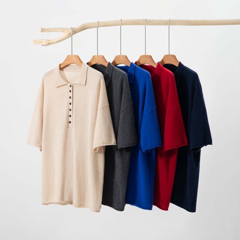 ROW风老钱风复古100%纯山羊绒衫女套头POLO领宽松慵懒半袖中长款,女装/女士精品,羊绒衫,淘宝优惠券,粉丝福利购,淘宝优惠卷