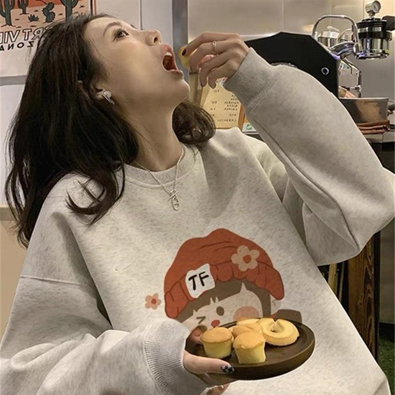 超火cec卫衣女春秋韩版oversize无帽薄款外套ins潮学生宽松上衣服