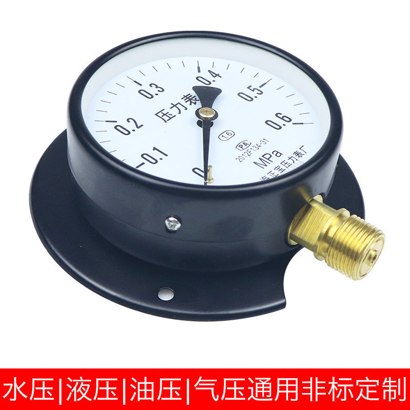 YC100T 船用压力表0-1MPa径向带后边黑底版 船用压力真空表负压表