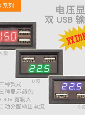 【工厂】PV58 电压表头+双xUSB手机充电 数字显示头铅酸锂电通用