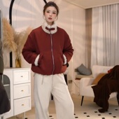 巨好看短款 双面穿派克服外套女2025秋冬超好看百搭羊羔毛夹克上衣