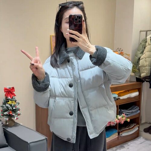 2026冬季巨好看撞色简约翻领棉服女短款新款宽松加厚保暖棉袄外套