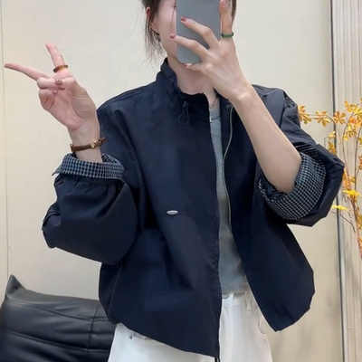 韩系外套女款秋2025新款立领冲锋衣休闲夹克小个子棒球服短款风衣