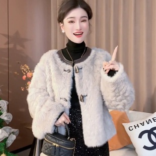 皮草外套女2025新款短款毛毛外套女秋冬季时尚保暖小个子皮毛一体