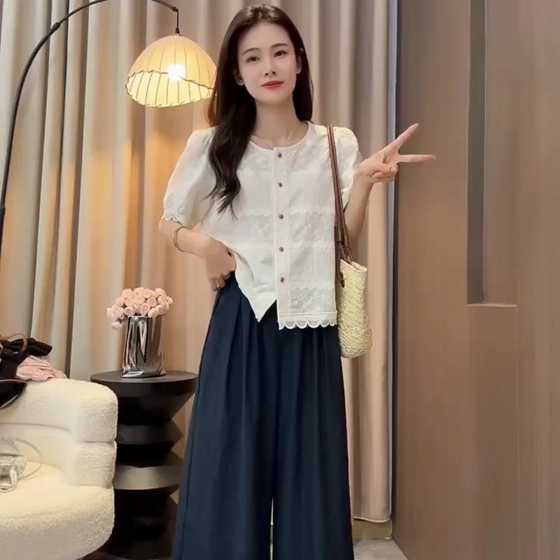 高级感时尚复古蕾丝刺绣衬衫女2025夏季新款韩系小众气质减龄上衣