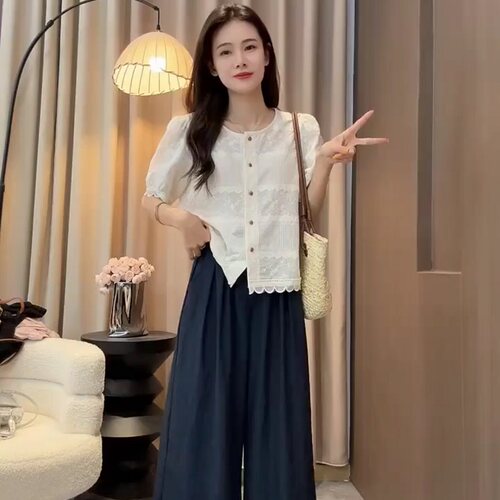 高级感时尚复古蕾丝刺绣衬衫女2026夏季新款韩系小众气质减龄上衣