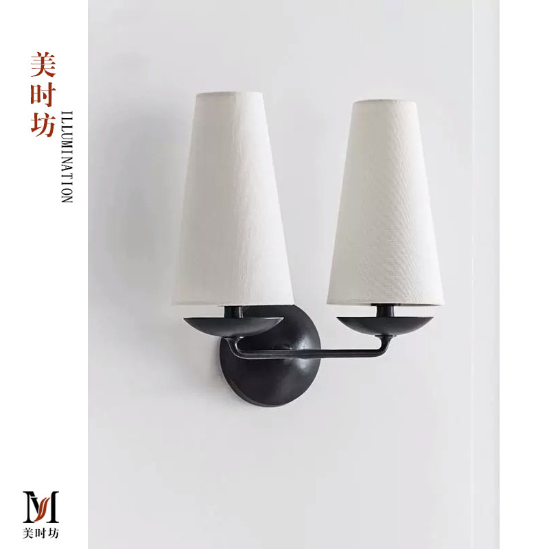 美式VC1:1床头全铜壁灯法式中古设计师客厅卧室过道走廊简约墙灯