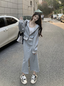 外套 拉链卫衣长袖 高腰开叉半身裙两件套 休闲短款 韩版